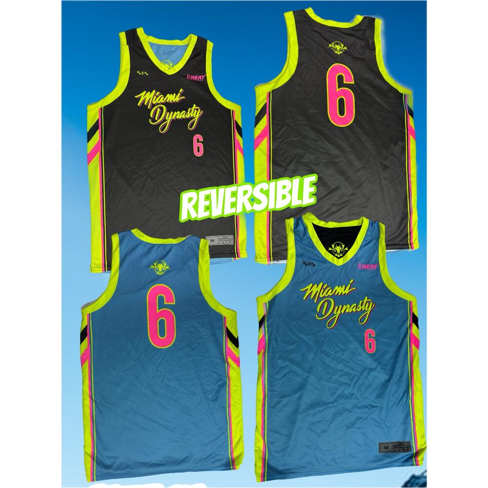 MIAMI DYNASTY Reversible Basketball Jersey — Medium #6- Black and Blue